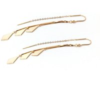 585 Purple Gold Earrings for Women Plated 14K Rose Gold Glossy Diamond Tassel Earings Fashion Elegant Long Chain Fine Jewelry