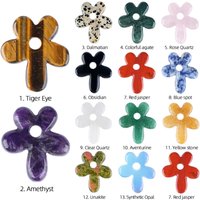 Hot Carved Natural Stone Flower Pendant Amethyst Rose Quartz Crystal Blossoms Charms Car Keychain Bag Decorative Craft Accessory