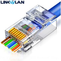 Linkwylan 10PCS/50PCS RJ45 Connectors Cat5e Cat6 Pass Through EZ to Crimp Modular Plug for Solid Stranded Network Cable