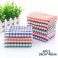 6PCS Kitchen Towel Tea Towel Absorbent Cotton Jacquard Checkered Towel
