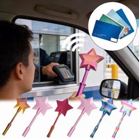 3D Printed Magic Wand Card Payment Tool Star Design Insert Card Holder Portable Lightweight Novelty Gift for Daily Use