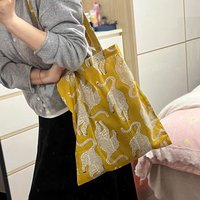 Korean Minimalist Thin Cotton Shoulder Tote Bag Eco Friendly Cloth Handbag for Women