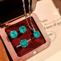 Luxury Classic 925 Sterling Silver Octagonal Rose Cut Brilliant High Carbon Diamond Jewelry Set Anniversary Elegant Jewelry