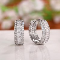 CAOSHI Classics Hoop Earrings for Engagement Party Versatile Silver Color Accessories Daily Wear Cubic Zirconia Female Jewelry