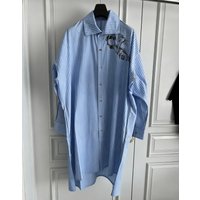 TOP-YAMAMOTO original design blue and white striped sketch print pure cotton poplin shirt fine cotton
