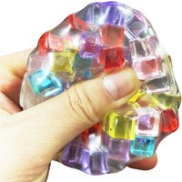 Rainbow Cube Stress Ball TPR Bead Pressure Reducing Decompression Pinch Ball for Children DIY Handmade Adult Vent Toy