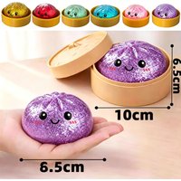 6 Styles 12pcs Colorful Glitter Dumpling Glitter Dumpling Squishy with Box Dumplings Sensory Squeeze Toy for Stress Relief Toys