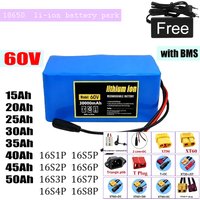 60V 45Ah Battery Pack 18650 16S7P 45000mAh 2000W High-power Lithium Battery with Built-in BMS Suitable for Electric Scooters