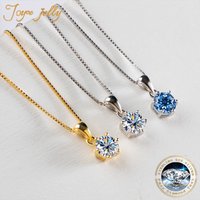Joyce Kelly 1 CT Echter Moissanit-Anhänger-Halskette für Frauen, königsblaue Farbe, Moissanit, 925er Sterlingsilber, Hochzeit, edler Schmuck