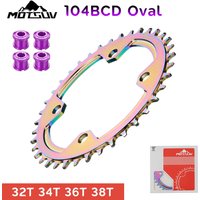 MOTSUV Narrow Wide 104BCD Colorful 32T 34T 36T 38T Oval Crankset,Rainbow Chainwheel,Bicycle Chainring MTB Mountain Bike