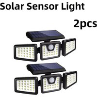 sk2pcs 2*74 LED Solar Sensor Lights with Three Modes, Three-Head Split Wall Lights for Emergency Use, Adjustable Solar Courtyard Wall Lights for Outdoor Use, Featuring Human Motion Sensors, Suitable