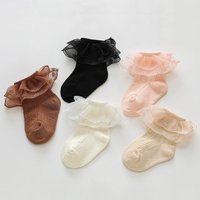Spring New Baby Girl Socks Lace Ruffle Princess Kids Cotton Middle Tube Socks Korean Solid Color Dancing Socks