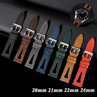 Geniune Retro Leather Watchband 20mm 21mm 22mm 24mm for Omega for Seiko Crazy Horse Calfskin Breathable Strap Men's Sport Belts