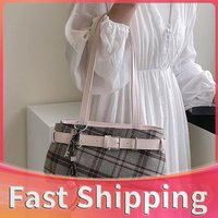 Women Girls Canvas Plaid Fashion Checkerboard Handbag with Zipper Checkered Shoulder Bag for Work Travel