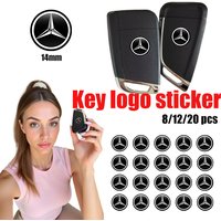 For Mercedes Benz 15mm Car Remote Key Stickers Car Door Badge Emblem Car Accessories W211 W124 W176 W177 C180 C200 C260 C300 GLC