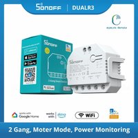 Sonoff Dual R3 Sonoff Dualr3 WiFi Curtain Switch 2-Gang Dual Relay Module Power Metering Control Via Alexa Google EWeLink