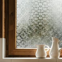 3D Floral Privacy Window Film Beach Rose Pattern Sun Protection Heat Control Static Cling Removable for Bathroom Front Door Home