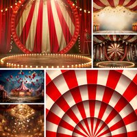 Circus Curtain Tent Theme Backdrop Neon Lights Photography Background Decoration Party Gift Banner Photo Studio Supplies Props