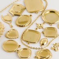 6pcs Stylish Round Heart Cherry Tray Real Gold Plated Stainless Steel Charms For Jewelry Making Bulk Glue On Flat Bails Pendants