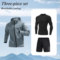 AliExpress NONE High elasticity quick drying fitness suit set outdoor running sportswear set men's fashionable breathable cycling suit