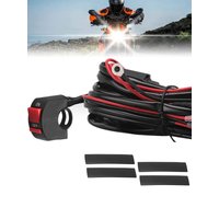 LED Light Bar Wiring Harness Kit w/Motorcycle Handlebar Switch 7-8'' 2 Leads Harness for Headlight Driving Fog Lights Auxiliary