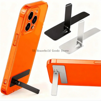 1/2pcs Ultra Thin Mini Phone Kickstand Universal Desktop Phone Holder Stand Metal Steel Folding Desk Bracket for iPhone/ Samsung
