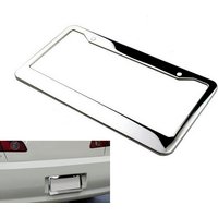 1Pc Steel Silver Metal Chrome Stainless Universal License Plate Frame Car License Plate Frame Label Cover Screw Cap