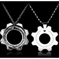 Punk War Machine Pendant Necklace for Men Sport Stainless Steel Reaction Furnace Keychain Metal Slivery Cool Jewelry Accessories
