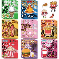 8-Pack Waterproof Cartoon Burger French Fries Make Face Puzzle Stickers for Notebook Guitar Luggage Stationery Decoration