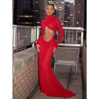 Party Dresses For Women Fashion Sexy Streetwear Solid Hollow Out Turtleneck Full Sleeves Slim Elegant Long Vestidos Robes Female