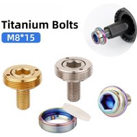 AliExpress NONE M8x15mm Square Taper Bottom Bracket Bolts Titanium Alloy CNC-machined BB Fixing Screws W/Cap Gasket MTB Road Bike Ti Parts