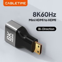 CABLETIME 8K MINI HDMI Adapter Mini Micro HDMI To HDMI Adapter 4K 120Hz/144Hz Male To Female Converter For PS4/5 HDTV Laptop