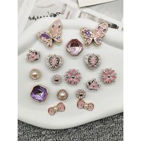 16PCS Resin Crown Shoe Charms Accessories Rhinestone Flower Shoes Buckles DIY Decorations Bling Bowknot Butterfly Shoe Clips