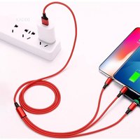 In 1 USB Fast Charging Cable Type C Micro IOS Multi Charger Cable for iPhone Huawei Samsung Nylon Braided Cord