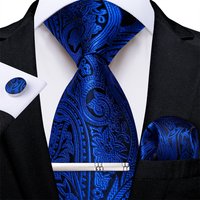 Men's Ties with Clip Handkerchief Cufflinks