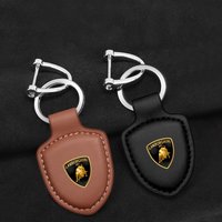 PU Leather Car Logo Key Ring Shield Keychain Men Women Pendant Gifts For Lamborghini Urus Huracan Aventador Premiu Accessories