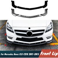 For Mercedes Benz CLS C218 2011-2013 Car Front Bumper Splitter Lip Chin Spoiler Black Carbon Body Kit Guard Exterior Accessories