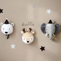 Plush Head Elephant Unicorn Deer Nursery Childhood Room Decor Wall Hangings for Baby Bedroom Wall Mount Stuffed Animal Decor