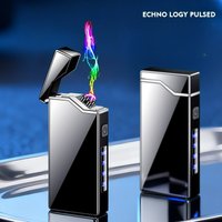 Creative Windproof Double Arc Pulse USB Charging Lighter Power Display Outdoor Portable Type-C Electric Lighters Smoking Gifts