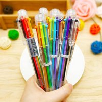 6 colors Ball Point Pen Marker Korea Creative Stationery Pen 6 Color In 1 Ballpoint Pen Writing Stationery School Office Supply