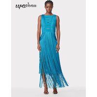 2026 Sexy Women's Wear Heavy Industry Tassel Bandage Dress O-Neck Sleeveless Slim Fit Long Dress Cocktail Evening Party Vestidos