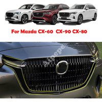 For Mazda CX-90 CX 90 2024 2025 ABS Carbon Fiber Car Front Bumper Racing Engine Body Grill Cover Trim Exterior Accessories