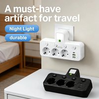 NEW 4 AC Outlets 2 USB 1 Type-C Ports EU Plug Power Strip Two specifications Independent switch with small night light