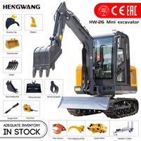 HW-26 China Mini Excavator Digger 2.5t Hydraulic Diesel Mini Excavator 2 ton Agriculture Construction Excavator For Home Custom