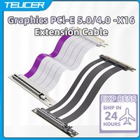TEUCER PCI-E 5.0/4.0 X16 Riser Cable Video Card Extension Shielded Flexible 90° Mounting GPU Extension Cord for PC System