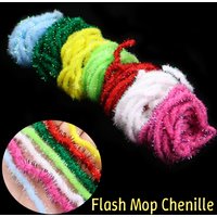 2M/Pack 8~10mm Flash Mop Chenille Fly Tying Body Material for Mop Flies Stone Flies Caddis Nymphs Streamer Fly Fishing flies