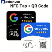 Programowalna karta NFC HACHANLUN 215 w kształcie kwadratu do Google Review Card, stacja NFC stołowa 13.56Mhz, edytowalny kod QR, stojąca karta.