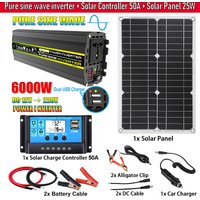 6000W Solar Power Generation System Power Inverter with Smart LCD Display Dual USB 12V To 220V with 30A/50A Solar Controller Set