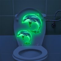 Glow-in-the-dark Dolphin Toilet Sticker Self-adhesive Waterproof PVC Children's Room Bedroom Bathroom Home Decoration Sticker
