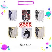 6-Piece Set Anime AOT Shingeki No Kyojin Lapel Pin Wings Of Freedom Survey Corps Metal Brooch Cosplay Accessories
